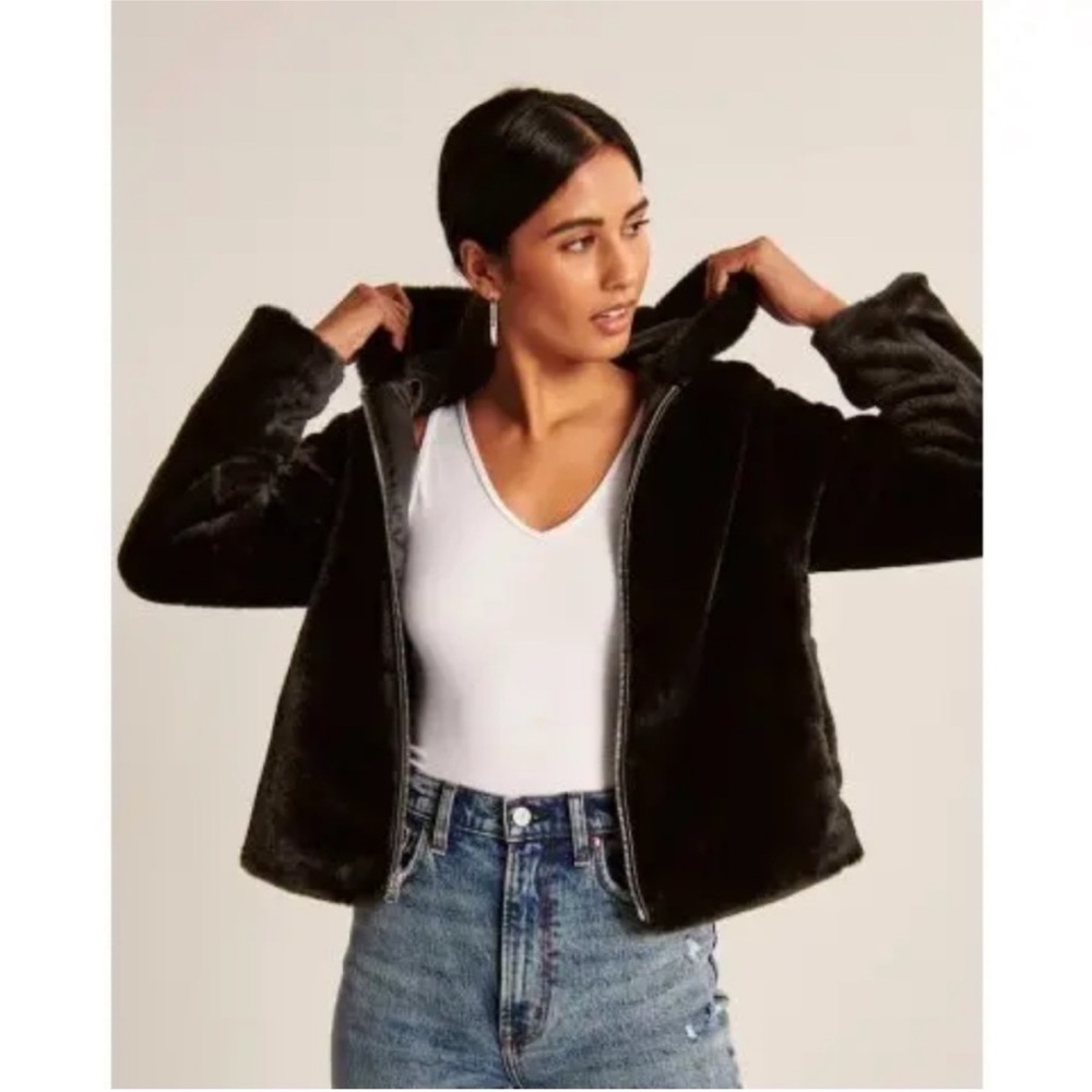 Abercrombie Faux Fur Black Jacket M